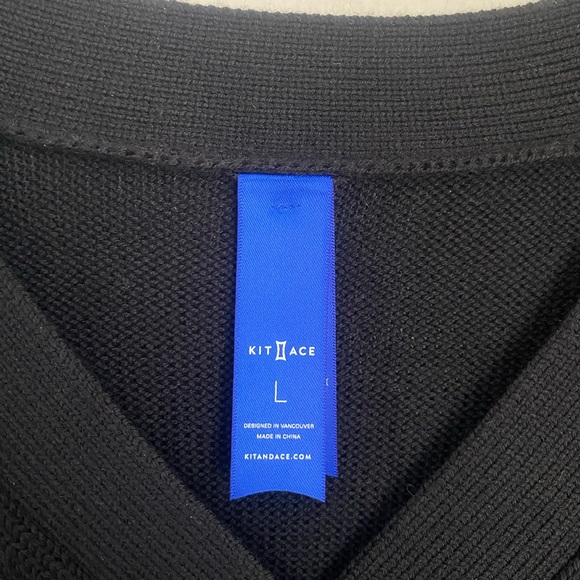 KIT AND ACE Black V-neck Sweater Midi Dress in 99% Merino wool with Nylon Large - Picture 4 of 14